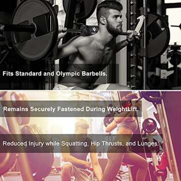 Iwing Squat Pad, Barbell Pad, Foam Sponge Cushion with Safety Straps, Neck Shoulder Support Protective Padding Squats Lunges Hip Thrusts, Gym Weight Lifting Fitness Padded Training Equipment(Black)