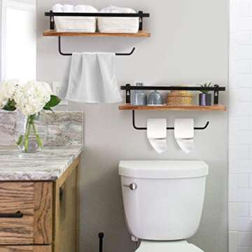 PHUNAYA Floating Shelves,Wall Mounted Shelf for Kitchen,Living Room,Bedroom,Bathroom Storage,Rustic ...