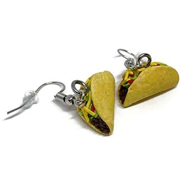 Realistic Taco Dangle Earrings - Handmade, Hypoallergenic Jewelry