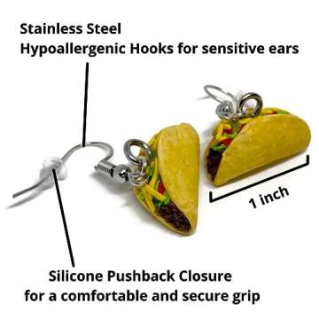 Realistic Taco Dangle Earrings - Handmade, Hypoallergenic Jewelry