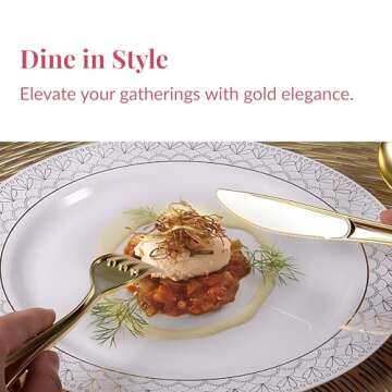 Prestee 50 Pre Rolled Gold Plastic Silverware Set Disposable, 200 Piece Gold Silverware Disposable a...