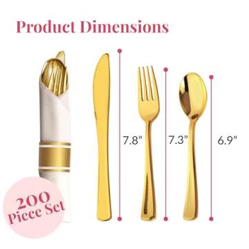 Prestee Elegant Gold Plastic Disposable Silverware Set