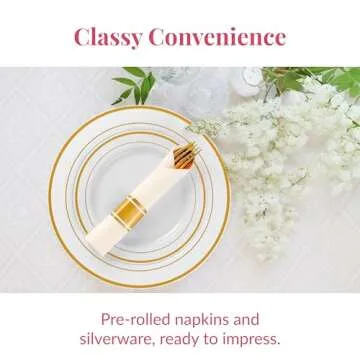 Prestee Elegant Gold Plastic Disposable Silverware Set