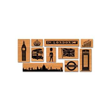 Cavallini Papers Co. 10 Vintage London Assorted Wooden Rubber Stamps Packaged in a Tin