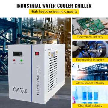 VEVOR Industrial Water Chiller, CW5200DG, 8.5L 1400W 0.93HP Water Cooler, Cools 5200 BTU/Hour Thermolysis Water Chiller, for CO2 130 to 150W Laser Engraving & Cutting Machines