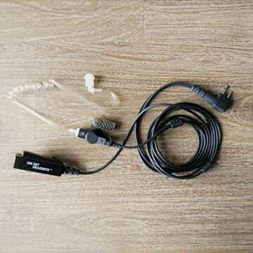 On Set Headsets FilmPro Black Walkie Suveillance, Professional Grade Headset for Film or TV Crews, Kevlar Reinforced, Water Resistant, Medical Grade Hypoallergenic Silica, Motorola 2-pin M1 Compatible