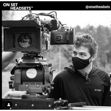 On Set Headsets FilmPro Black Walkie Suveillance, Professional Grade Headset for Film or TV Crews, Kevlar Reinforced, Water Resistant, Medical Grade Hypoallergenic Silica, Motorola 2-pin M1 Compatible