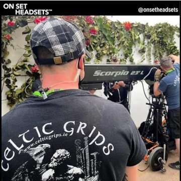 On Set Headsets FilmPro Black Walkie Suveillance, Professional Grade Headset for Film or TV Crews, Kevlar Reinforced, Water Resistant, Medical Grade Hypoallergenic Silica, Motorola 2-pin M1 Compatible