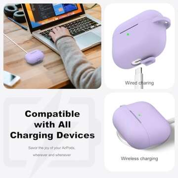 R-fun for AirPods Pro 2nd/1st Generation Case with Cleaner Kit,Soft Silicone Protective Case Cover for Apple AirPod Pro 2/1 for Women Men,AirPods Pro Case Accessories with Keychain,Banana Violet