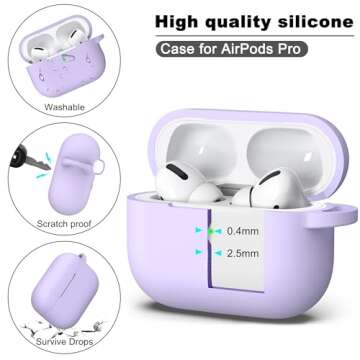 R-fun for AirPods Pro 2nd/1st Generation Case with Cleaner Kit,Soft Silicone Protective Case Cover for Apple AirPod Pro 2/1 for Women Men,AirPods Pro Case Accessories with Keychain,Banana Violet