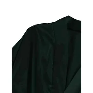 WDIRARA Women' Silk Satin Pajamas Set 4pcs Lingerie Floral Lace Cami Sleepwear with Robe Dark Green Black XS