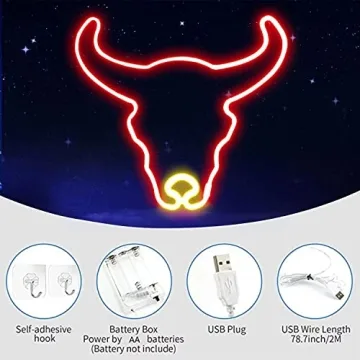 ENSHUI Cute Cow Neon Sign - USB/Battery Powered Light