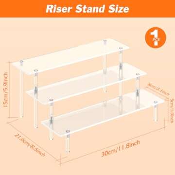 3 Tier Acrylic Display Risers, Large Perfume Organizer Stand, Clear Cupcake Stand Holder, Display Sh...
