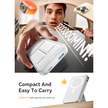 Gxorul Magnetic Power Bank with Leather Stand for Travel