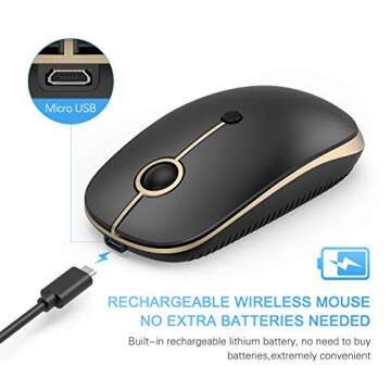 VssoPlor Type C Wireless Mouse USB C Rechargeable Portable Quiet Mouse USB and Type C Receiver Dual ...