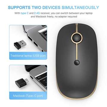 VssoPlor Type C Wireless Mouse - Rechargeable & Portable