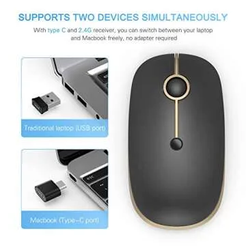 VssoPlor Type C Wireless Mouse - Rechargeable & Portable