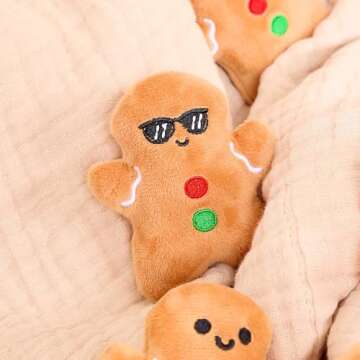 Emotional Support Gingerbread by Relatable, Christmas Stuffed Animals, Great Gingerbread Man Gifts, Funny Gifts or Cute Christmas Decor, Includes 5 Gingerbread Plushies with Carrying Basket