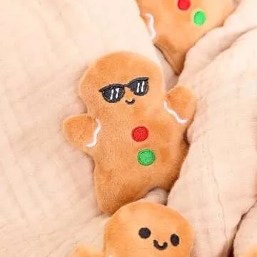 Emotional Support Gingerbread by Relatable, Christmas Stuffed Animals, Great Gingerbread Man Gifts, Funny Gifts or Cute Christmas Decor, Includes 5 Gingerbread Plushies with Carrying Basket