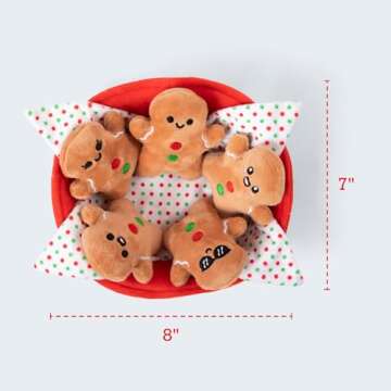 Emotional Support Gingerbread by Relatable, Christmas Stuffed Animals, Great Gingerbread Man Gifts, Funny Gifts or Cute Christmas Decor, Includes 5 Gingerbread Plushies with Carrying Basket
