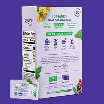 Pyure Organic Stevia Packets | Granulated Sugar Packets - White Sugar Substitute | Zero Carb, Zero S...