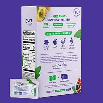 Pyure Organic Stevia Packets | Granulated Sugar Packets - White Sugar Substitute | Zero Carb, Zero S...