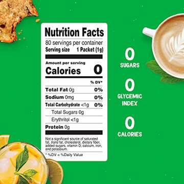 Pyure Organic Stevia Packets | Granulated Sugar Packets - White Sugar Substitute | Zero Carb, Zero Sugar, Zero Calorie Sweetener Packets | Plant-Based Stevia Packets for Keto Coffee | 80 Count