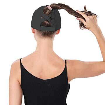 Upgraded Womens Criss Cross Ponytail Baseball Cap Adjustable High Messy Bun Ponycap Quick Drying Hat...