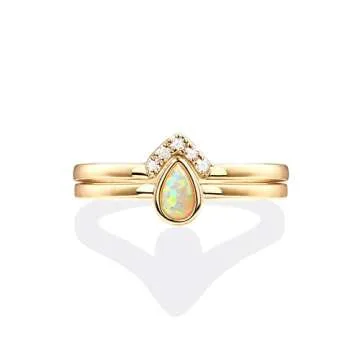Elegant PAVOI 14K Gold Plated Stacking Rings for Women