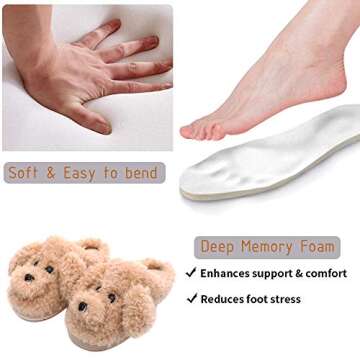 Aliwendy Women's Cute Animal Slippers Warm Memory Foam Winter Slippers Soft Fleece Plush House Slippers Indoor Outdoor (Grey Teddy Dog 42)