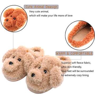 Aliwendy Women's Cute Animal Slippers Warm Memory Foam Winter Slippers Soft Fleece Plush House Slippers Indoor Outdoor (Grey Teddy Dog 42)