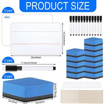 Colarr 12 Sets Mini White Boards 6"x 9" Dry Erase Boards Classroom Pack Includes Two Sided Small Whi...
