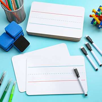 Colarr 12 Sets Mini White Boards 6"x 9" Dry Erase Boards Classroom Pack Includes Two Sided Small Whiteboards Markers, Lapboards Erasers for Teachers Students School