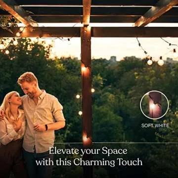 Brightech Ambience Pro Solar Powered LED Outdoor String Lights - 27 Ft Commercial Waterproof Patio L...