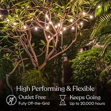 Brightech Ambience Pro Solar Powered LED Outdoor String Lights - 27 Ft Commercial Waterproof Patio Lights with Edison Bulbs - Durable String Lights for Outside, Backyard, Porch - 1W, Soft White