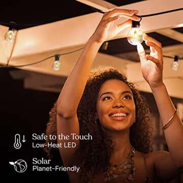 Brightech Ambience Pro Solar Powered LED Outdoor String Lights - 27 Ft Commercial Waterproof Patio Lights with Edison Bulbs - Durable String Lights for Outside, Backyard, Porch - 1W, Soft White