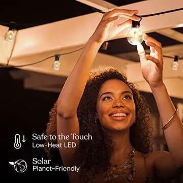 Brightech Ambience Pro Solar Powered LED Outdoor String Lights - 27 Ft Commercial Waterproof Patio Lights with Edison Bulbs - Durable String Lights for Outside, Backyard, Porch - 1W, Soft White