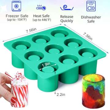 Vidotim Shot Glass Silicone Molds 9-Cavity Round, Silicone Baking Set For Chocolate, Candy,Ice Cube ...