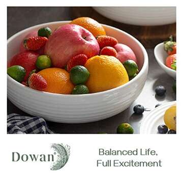 DOWAN Large Ceramic Serving Salad Bowls - 80 Ounces - Set of 2