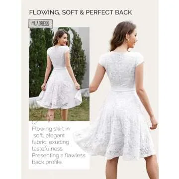 MUADRESS Women's Elegant Cap-Sleeve Lace Cocktail Dress