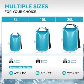 MARCHWAY Floating Waterproof Dry Bag Backpack 5L/10L/20L/30L/40L, Roll Top Sack Keeps Gear Dry for Kayaking, Rafting, Boating, Swimming, Camping, Hiking, Beach, Fishing (Shiny Blue, 20L)