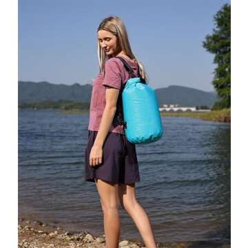 MARCHWAY Floating Waterproof Dry Bag Backpack 5L/10L/20L/30L/40L, Roll Top Sack Keeps Gear Dry for Kayaking, Rafting, Boating, Swimming, Camping, Hiking, Beach, Fishing (Shiny Blue, 20L)