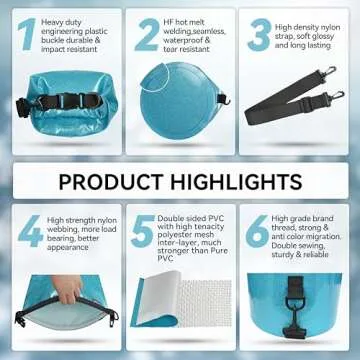 MARCHWAY Floating Waterproof Dry Bag Backpack 5L/10L/20L/30L/40L, Roll Top Sack Keeps Gear Dry for Kayaking, Rafting, Boating, Swimming, Camping, Hiking, Beach, Fishing (Shiny Blue, 20L)