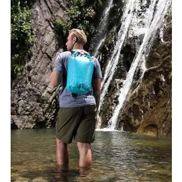 MARCHWAY Floating Waterproof Dry Bag Backpack 5L/10L/20L/30L/40L, Roll Top Sack Keeps Gear Dry for Kayaking, Rafting, Boating, Swimming, Camping, Hiking, Beach, Fishing (Shiny Blue, 20L)