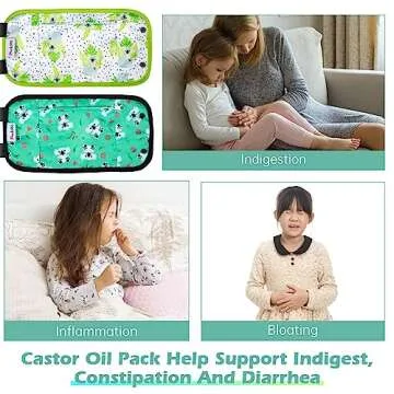 Pedobi 2 Pack Castor Oil Pack Wrap for Kids, Reusable Organic Cotton Castor Oil Pad Compress Relieve Stomach Discomfort Liver Detox with Adjustable Strap Anti Oil Leak