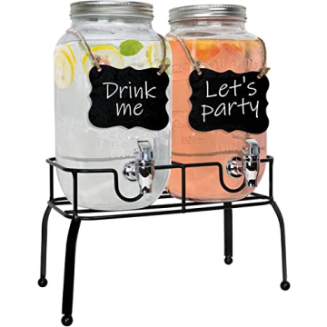 Estilo Glass Drink Dispenser with Stand - Set of 2