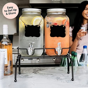 Estilo Glass Drink Dispenser with Stand - Set of 2