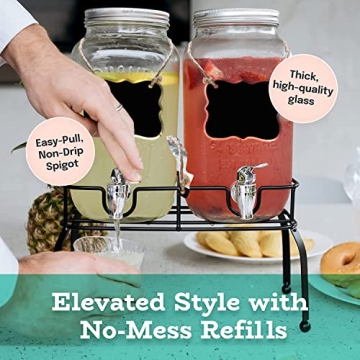 Estilo Glass Drink Dispenser with Stand - Set of 2