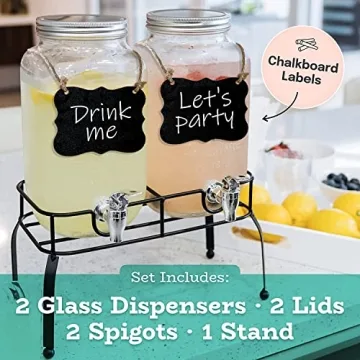 Estilo Glass Drink Dispenser with Stand - Set of 2