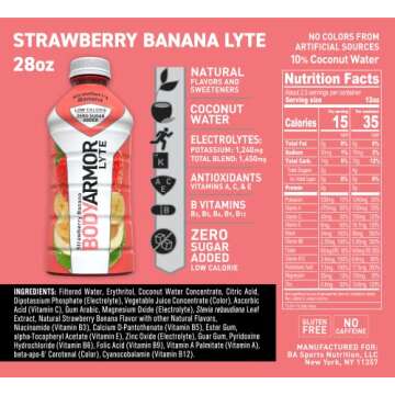 BODYARMOR LYTE Sports Drink Low-Calorie Sports Beverage, Strawberry Banana, Coconut Water Hydration,...